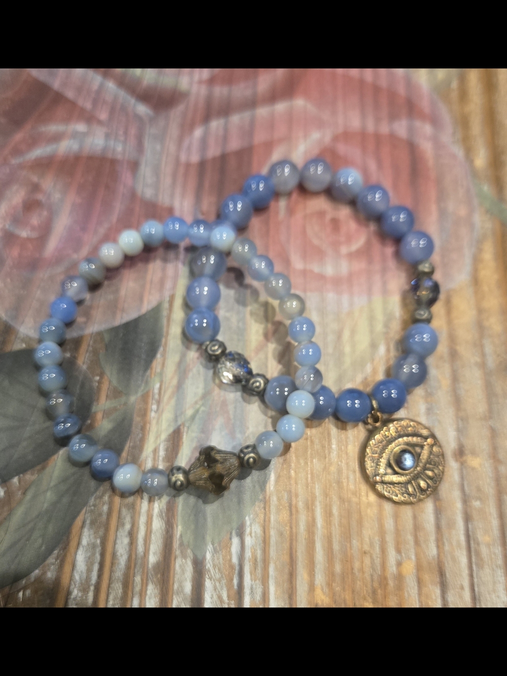 Blue Beaded Charm Bracelet Set - Women Jewelry
